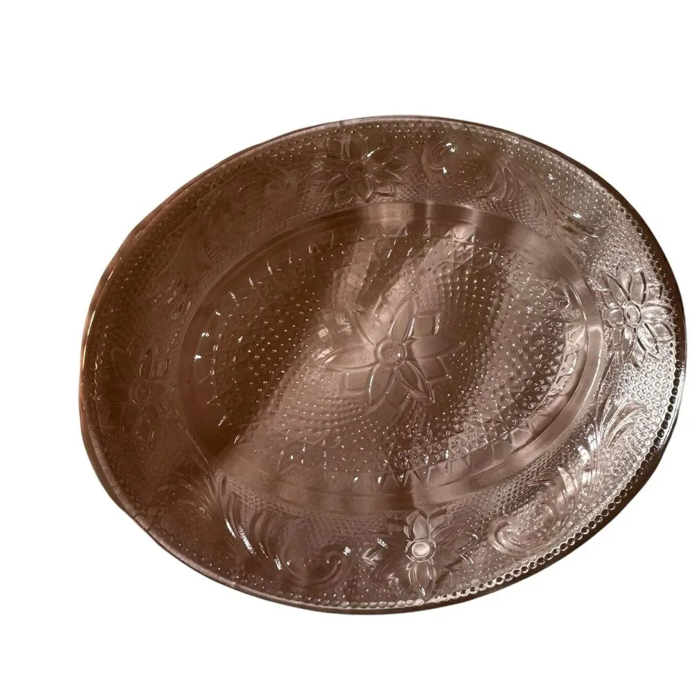 Indiana Tiara‎ Pink Sandwich Glass Oval Snack Plates - Set Of 4